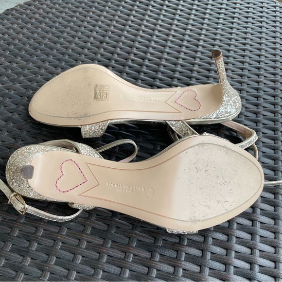 Sophia Webster Silver Glitter ‘Kamryn’ Mid Sandals in Champagne Glitter Size 40 - Picture 12 of 12